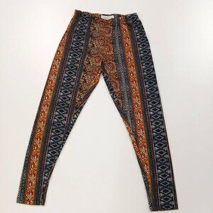 Women's French Laundry Size M Multicolor Browns & Navy Printed Capri Leggings